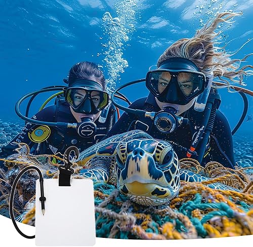 Miniatura 6 de Pizarra de escritura subacuática, placa de escritura a mano de plástico para cuaderno con tableta de lápiz reemplazable, clip giratorio de buceo y
