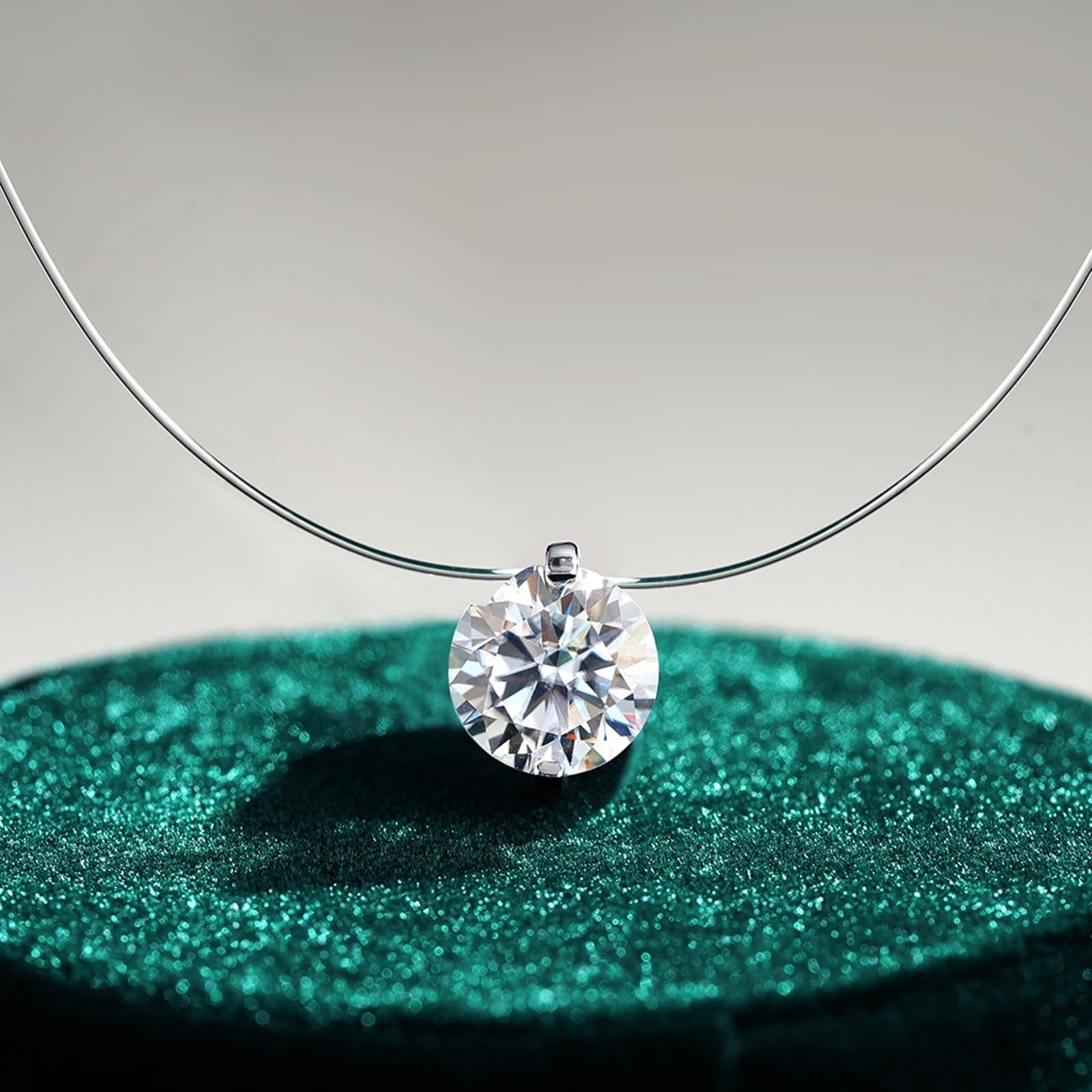 Collar de moissanita para mujer, minimalista de 2 puntas, collar de boda solitario de oro para esposa, oro blanco/platino