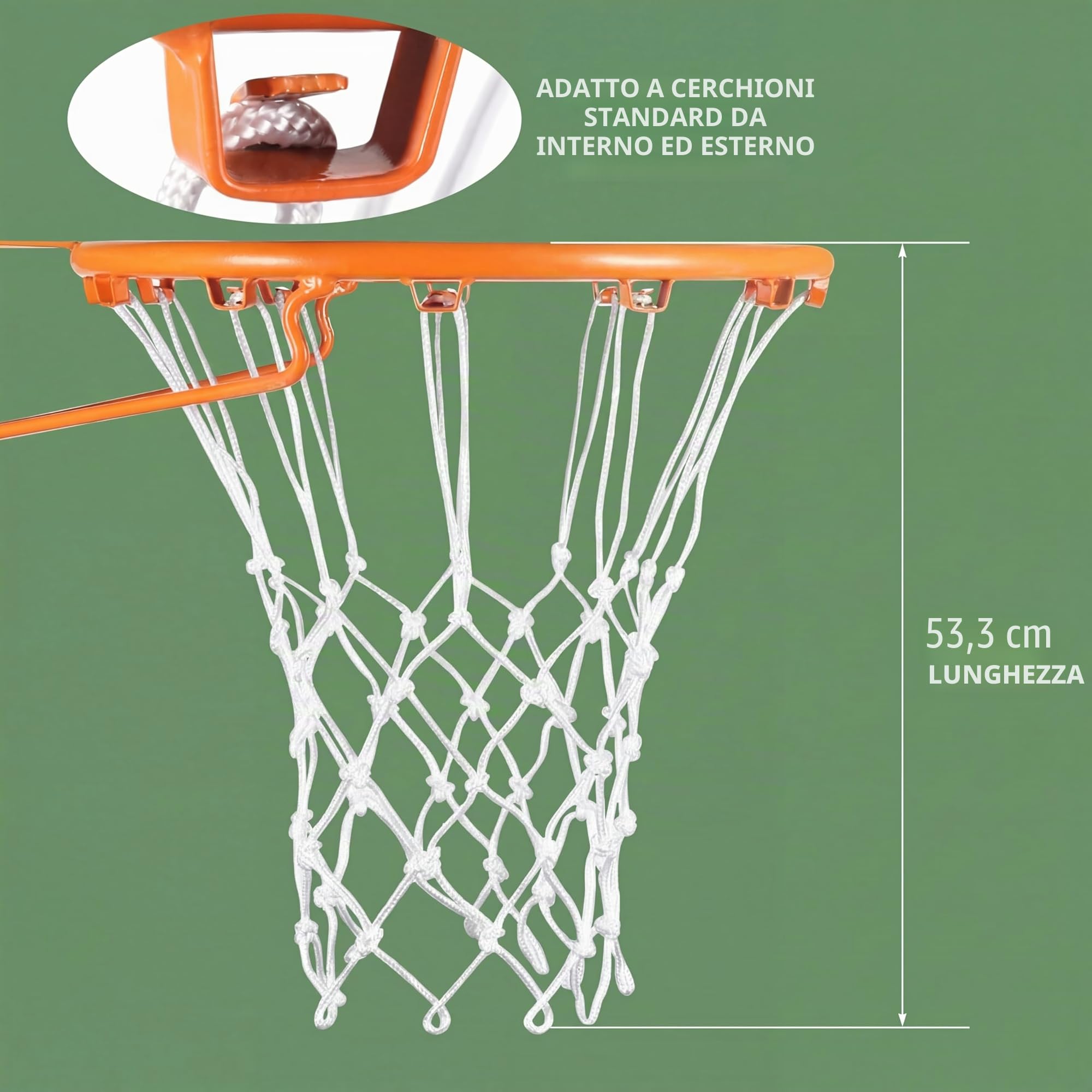 Syhood - Rete da basket di ricambio per tutte le condizioni atmosferiche, adatta a canestri standard per interni ed esterni, 12 passanti