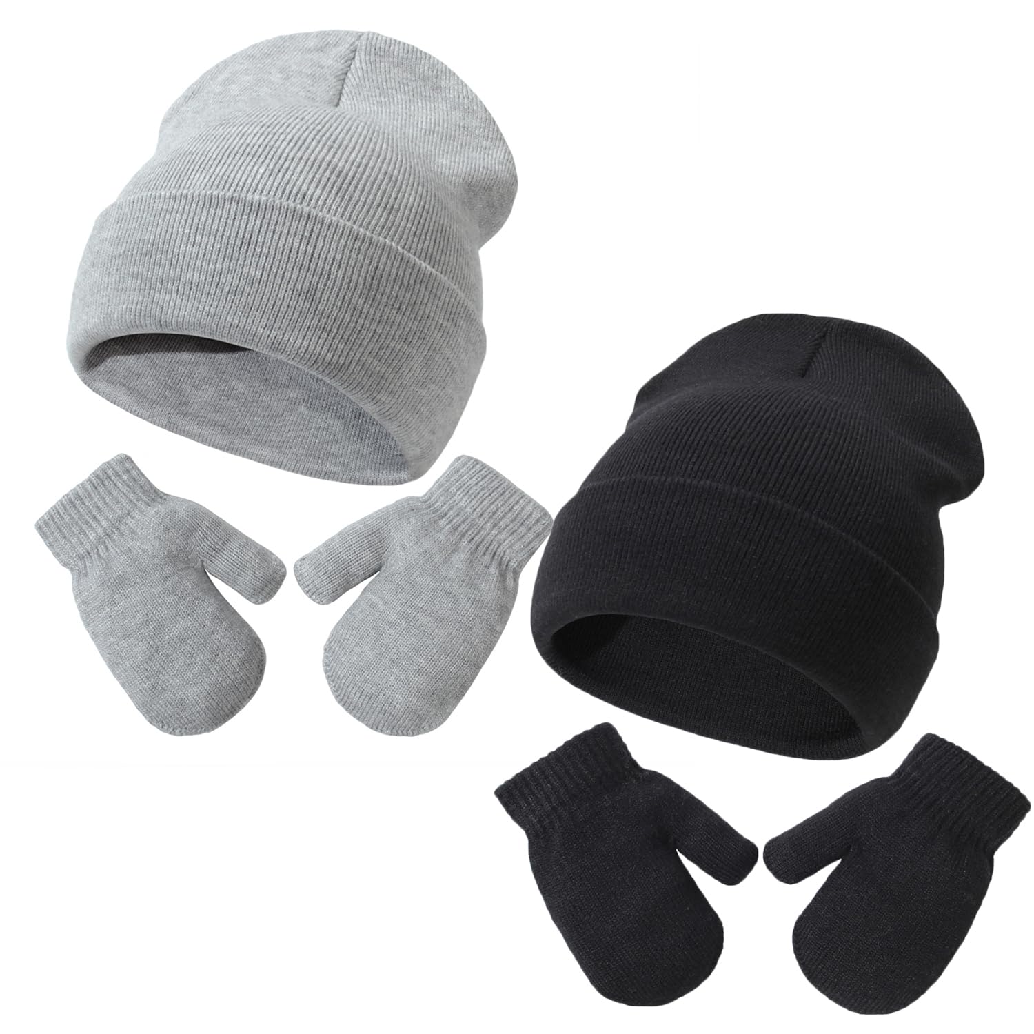 Baby Beanie Hat Gloves Set, Kids Winter Warm Knit Hat with glvoes,Toddler Soft Beanie for Little Boys Little Girls Children