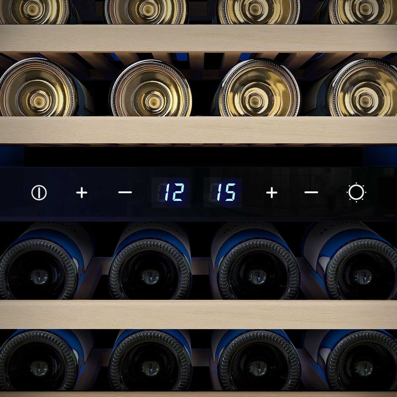 GGM Gastro Weinkühlschrank 100 L, 2 Zonen, 33 Flaschen, 39,5x58x84 cm | Präzise digitale Steuerung, edles Design mit LED-Beleuchtung, abschließbare Sicherheit, pflegeleichte Oberflächen