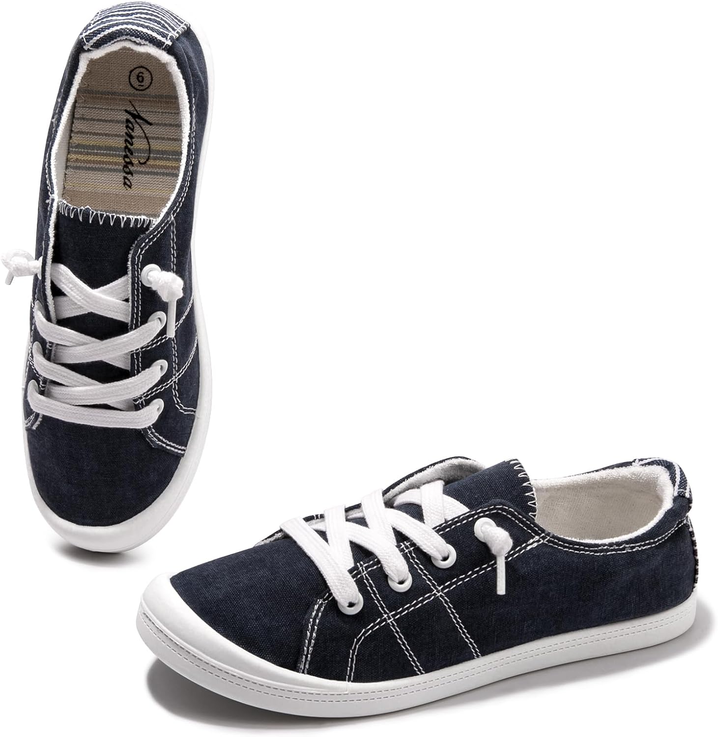 Womens Slip On Shoes, Comfort Canvas Sneakers with Low Top, Casual Fashion Shoes for Women Walking with Non Slip Rubber Outsole - Image 3