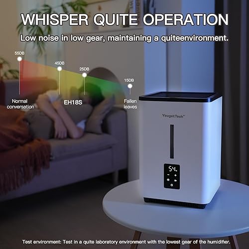 Miniatura 4 de Humidificadores evaporativos para habitación grande de dormitorio, 1.55 galones, humidificador evaporativo de niebla fría de 20 W, 7 velocidades,