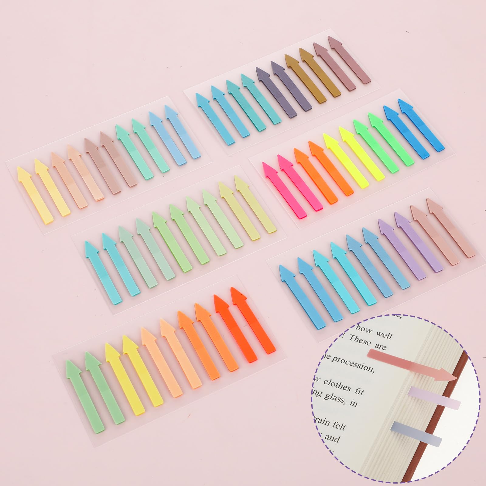 Molain 1200 Stück Haftnotizen Set, Haftstreifen Farbige Klebezettel Pfeil Index Tabs Selbstklebend heftstreifen page marker zum Markieren und Hervorheben von Seiten(Farbe 2)