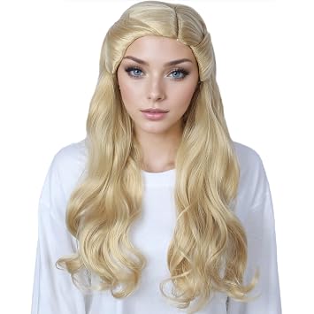 Linfairy Long Curly Wig Halloween Costume Party Cosplay Movie Wig for Women Blonde