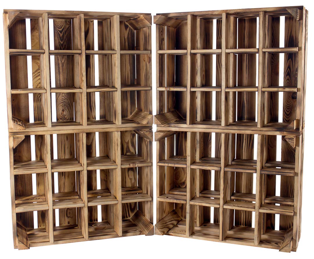 4x GEFLAMMTER FÄCHERSCHRANK - NEU - 50x40x23 cm - Allzweckkiste, Setzkasten, sortiert durch 12 Fächer, ideal für Flaschen, Wein