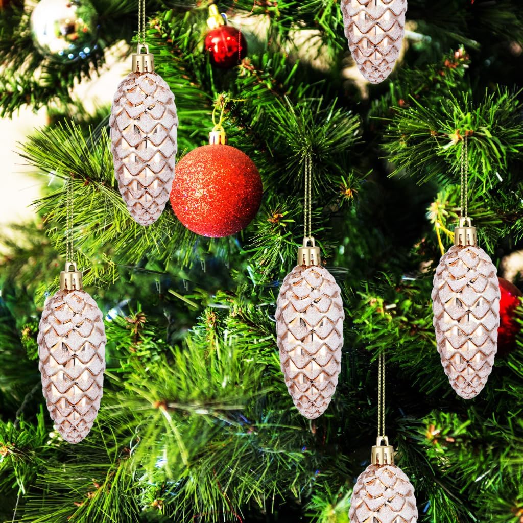 NOLITOY 10Pcs Christmas Pinecone Ornaments: Hanging Pine Cone for DIY Crafts Christmas Tree Wreath Garland - Xmas Party Pendant Charms Indoor Outdoor - Image 3