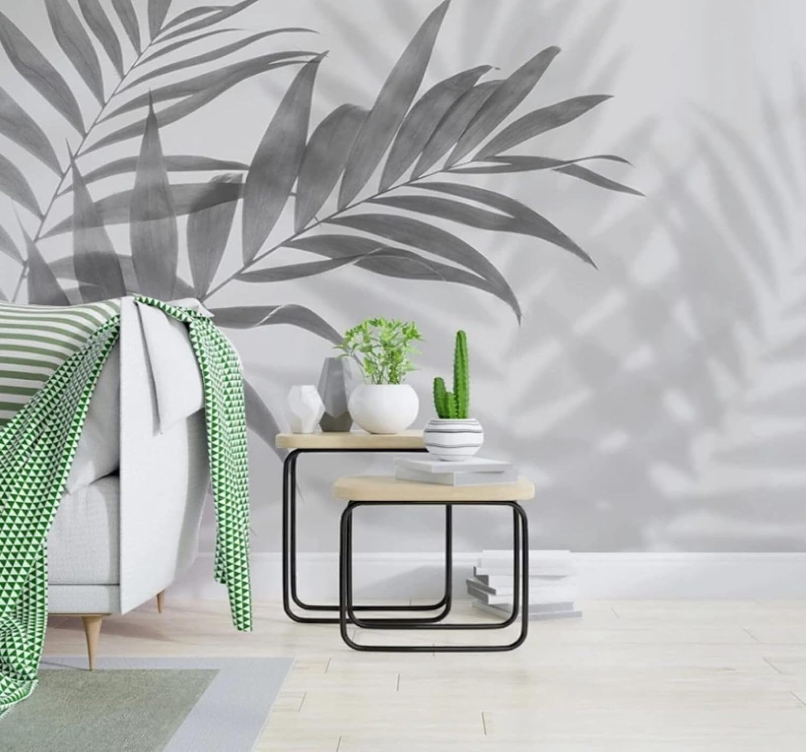 XLMING Minimalist Grey Plants Leaves Art 3D Wallpaper Luxury Home Dining Decor Paste Sofa Living Room The Wall for Bedroom Mural-400cm×280cm