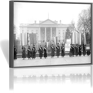 PIIJG Women's Suffrage Voting Rights Protest at The White House Canvas Posters Wall Art Bedroom Office Room Decor Gift Metal Black 12x16in
