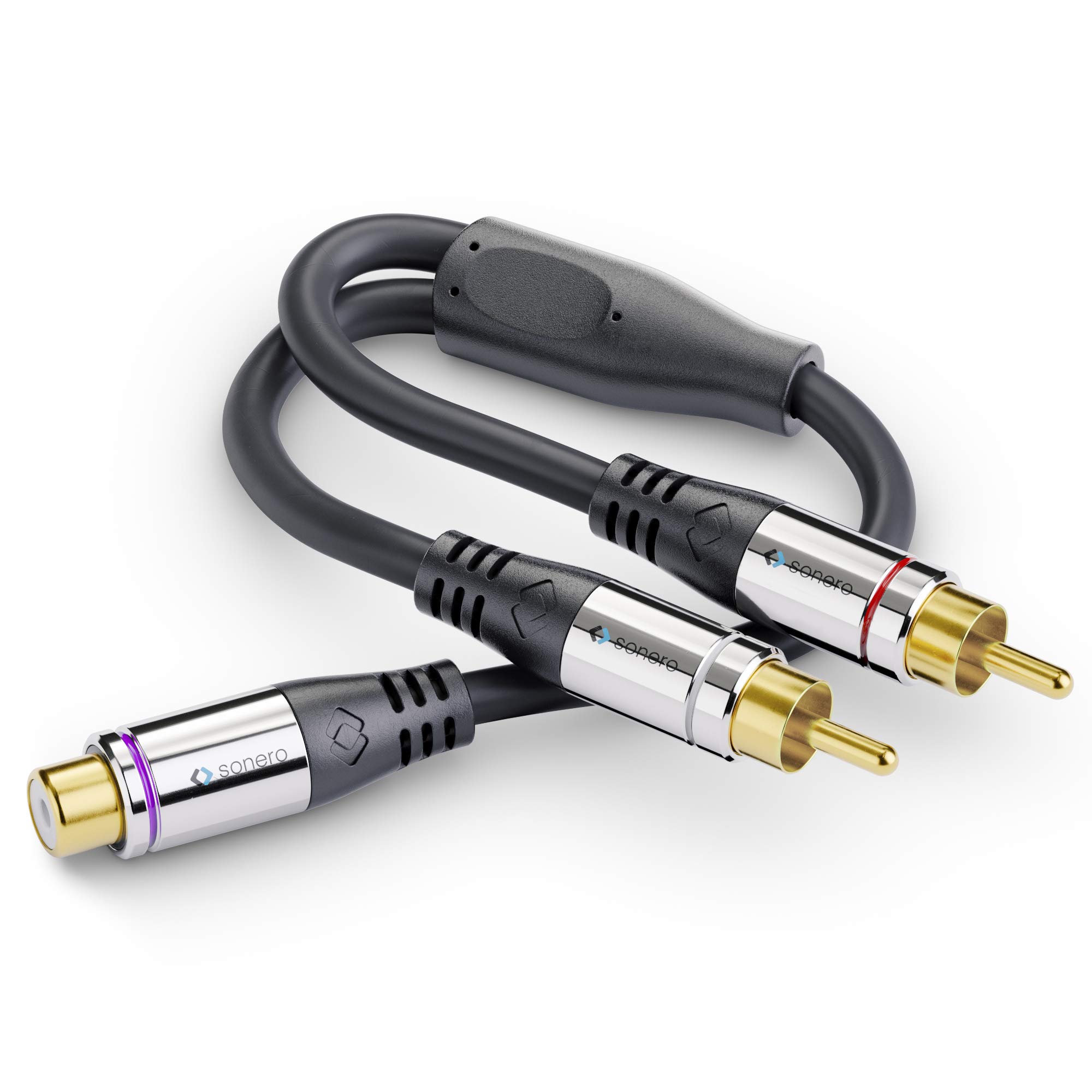 Sonero Premium Subwoofer Audio Adapter – 0,20 m, 2x Cinch Stecker auf Cinch Buchse