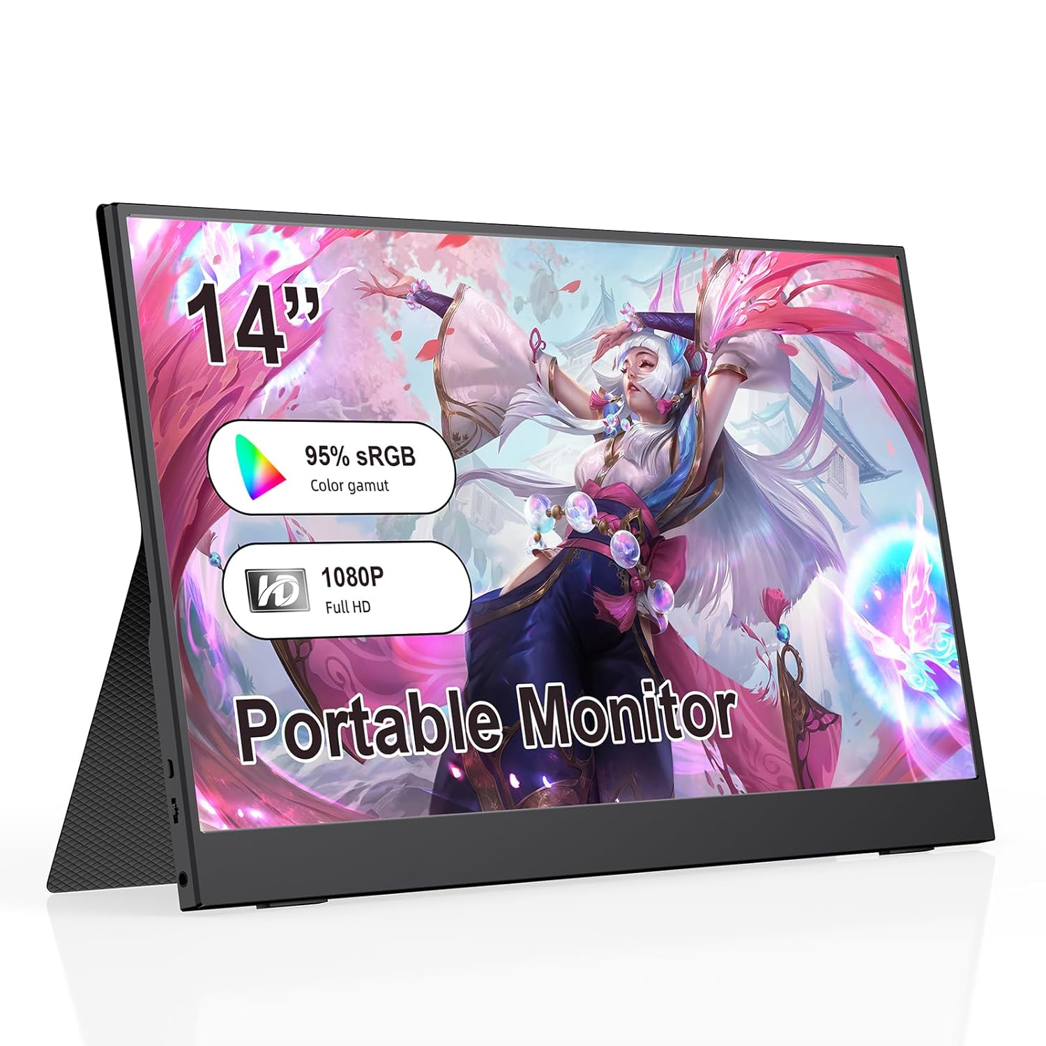 Portable Monitor, 14″ Small Screen with 1920x1080P, Gaming Monitor for PC/Laptop/Console, Ultra-Slim Portable Monitor, PC Screen for Office, Study & Travel with Magnetic Leather Cover