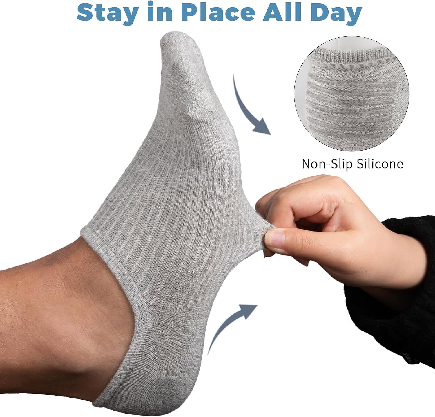 COOVAN No Show Socks for Men 7 Pack Cotton Casual Basic Invisible Socks with Non Slip Grip