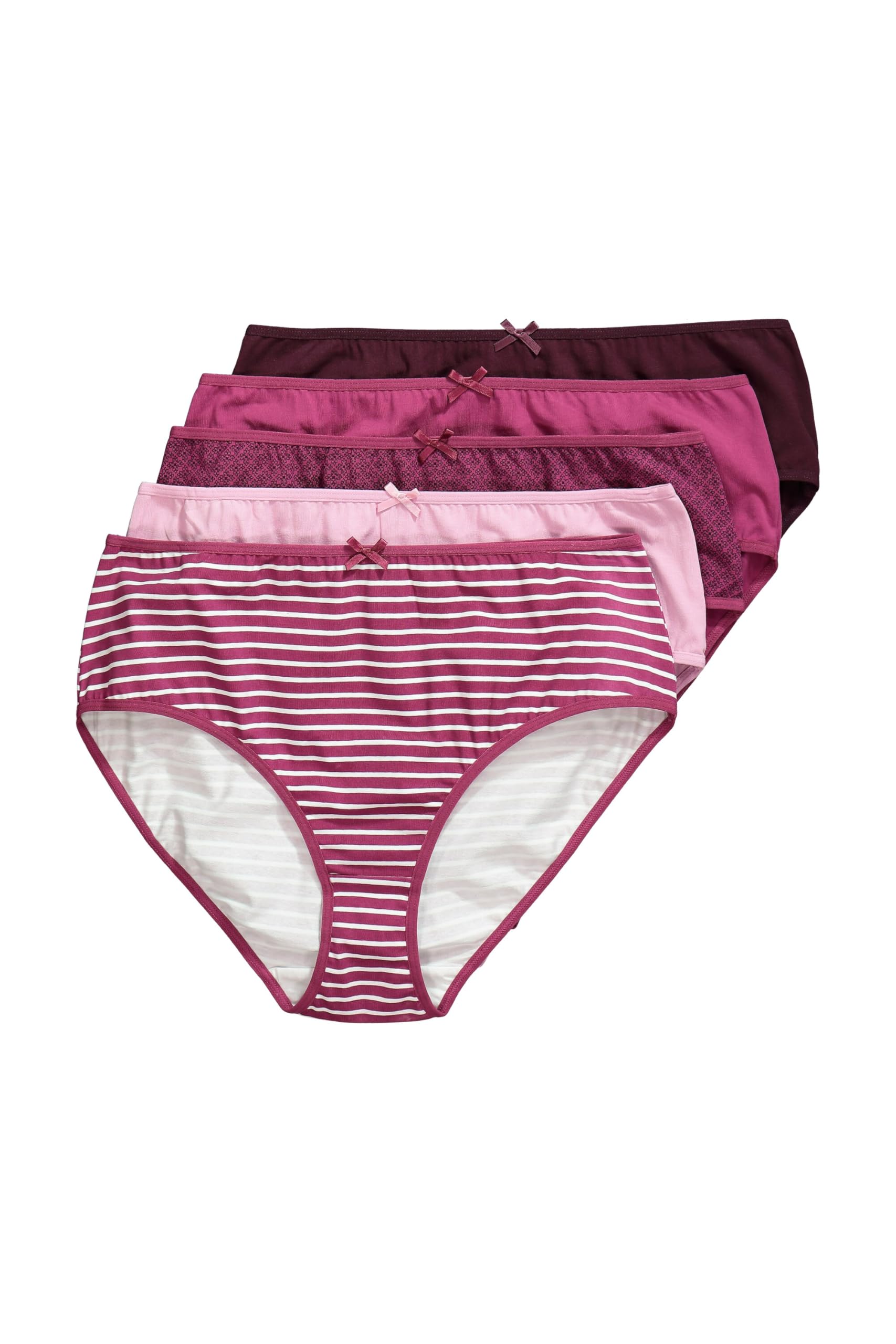 Ulla Popken Damen große Größen Übergrößen Plus Size Midislips, 5er-Pack, Ringel/einfarbig 840837
