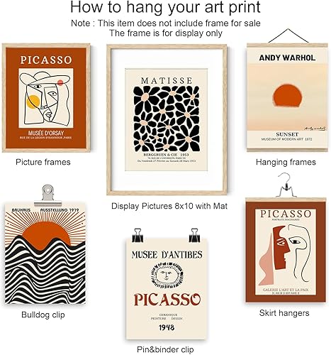 Miniatura 3 de Iknostine Juego de 6 impresiones artísticas de pared de artistas famosos Matisse abstractos, lienzos estéticos de Picasso, pinturas retro para