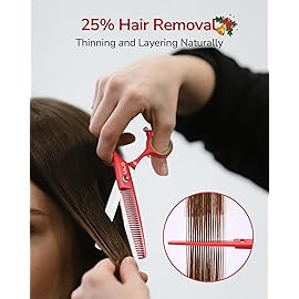 ULG 6.5 Hair Thinning Scissors, Japanese Stainless Steel, Professional Texturizing Shears, Barbers 30-Tooth Blending Thinner for Stylist & Home Use, Christmas Gifts for Women Men Family Red