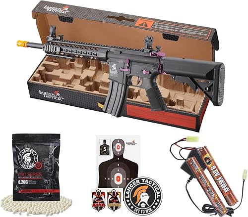 Vista 26 de Lancer Tactical Gen 2 KeyMod Airsoft AEG de 10" con grúa Stock Polímero bronceado con 300 rondas Mag