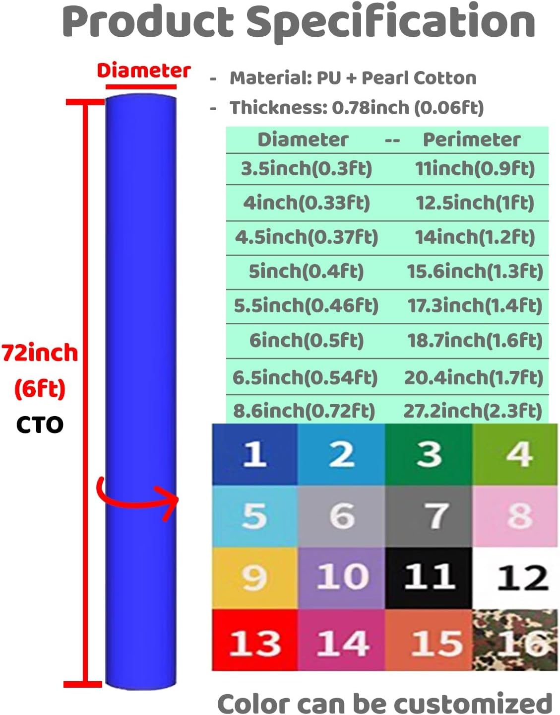 6 Ft Basketball Hoop Pad - Pole Padding for Outdoor & Basement Use, Green 4.5" Diameter, Durable Collision Protection, Essential Playground Accessories