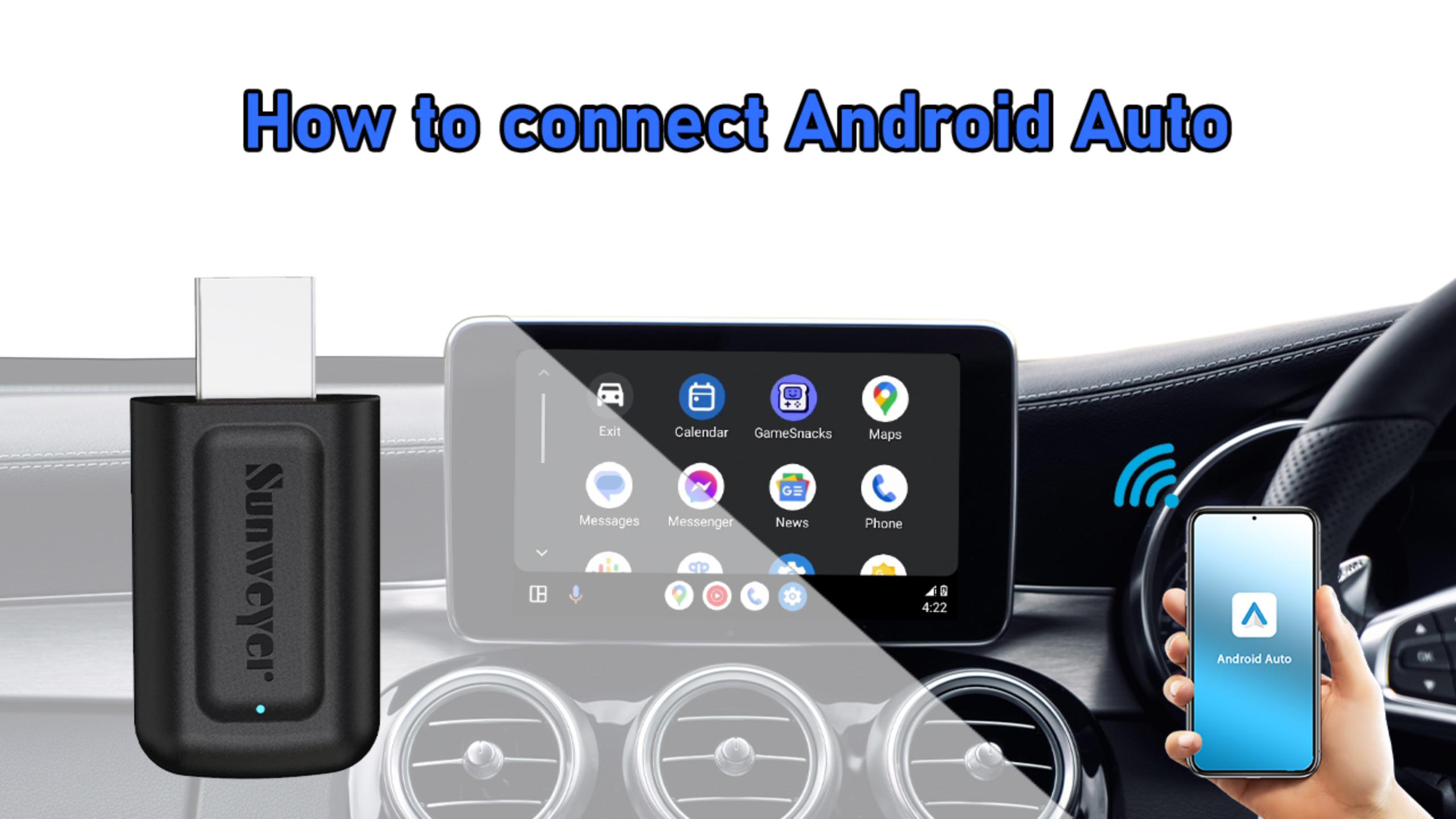 Sunweyer 2024 Boîte AI CarPlay & Android Auto Sans Fil – Netflix, YouTube Intégrés – 2+32Go – Mises à Jour Online