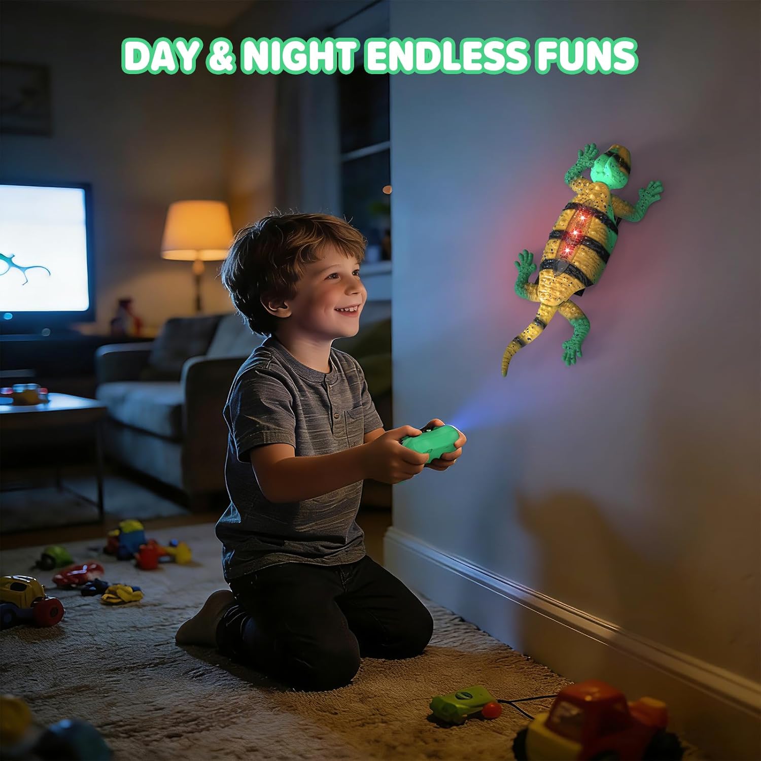 RC Wall Crawler Gecko, Remote Control Electric Lizard, Crawler Gecko with Glowing LED Light, Wall Climbing RC Robot Kids Toys for Boys & Girls Ages 3+ Years Up