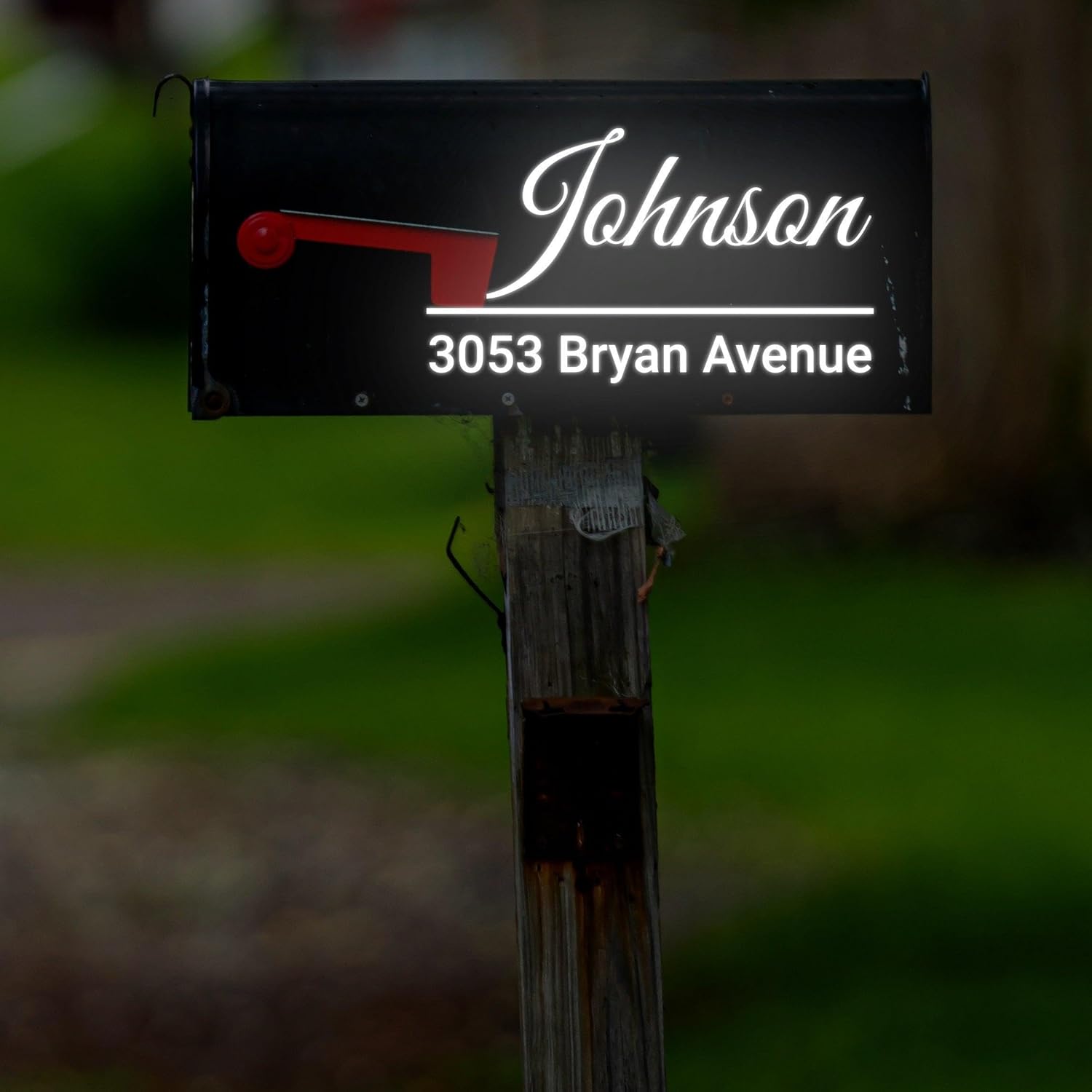 Personalized Reflective Mailbox Decal - Custom Reflector House Address Mail Box Vinyl Sticker 2-Sides Standard / Font 7