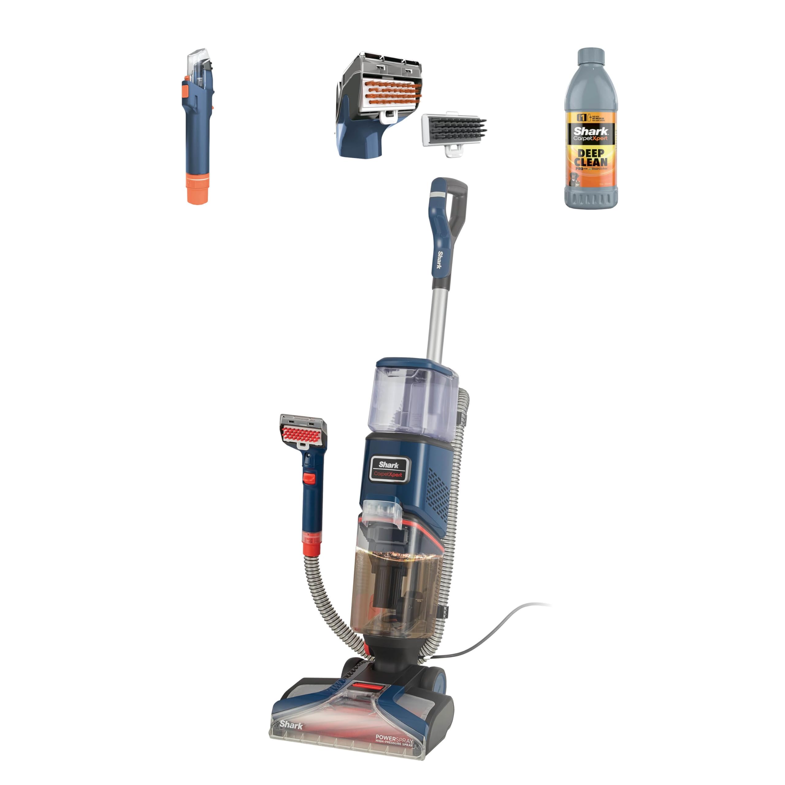 Shark CarpetXpert Deep Clean Carpet Cleaner with Built-In Stain & Spot Remover & 3 Tools, Remove Dirt & Grime, Fast Drying, Lightweight, 2.3L. 960W, EXCM Series Base Detergent, Blue, EX150UK