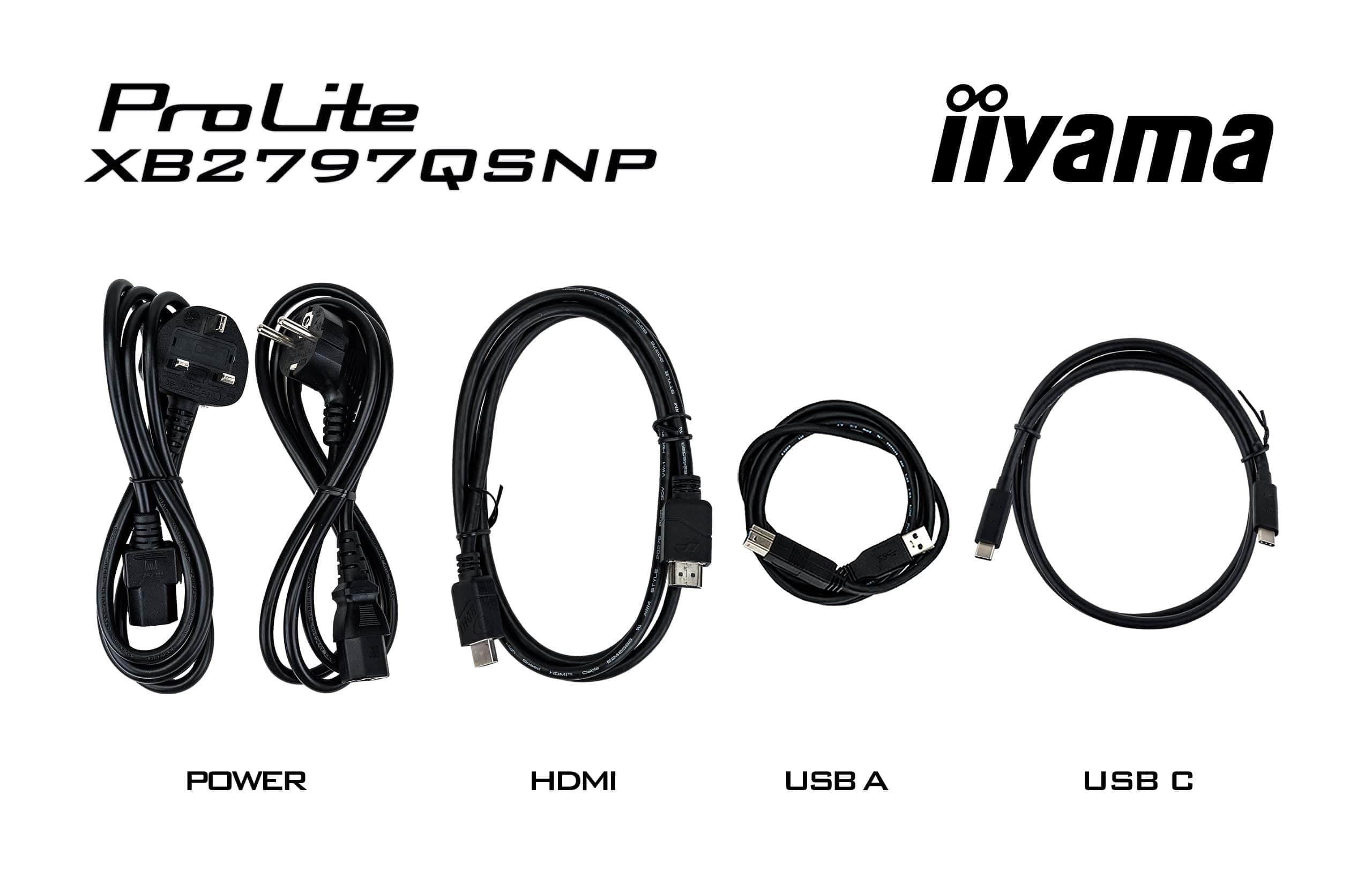 iiyama Prolite XB2797QSNP-B1 Monitor LED IPS 68,5 cm 27" WQHD HDMI DP-in/Out DaisyChain USB-C Dock 96 W RJ45 Przełącznik KVM USB3.2 USB-C Slim-Line Regulacja wysokości Pivot AdaptiveSync Czarny