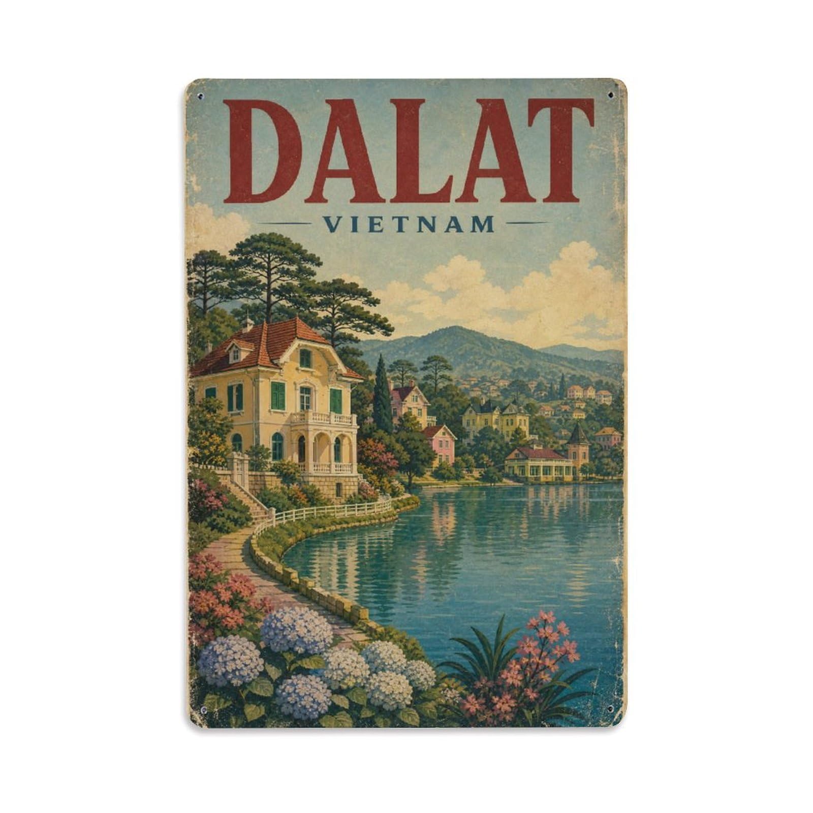 Fqcyn Style Metal Tin Sign Retro Travel Vietnam Dalat