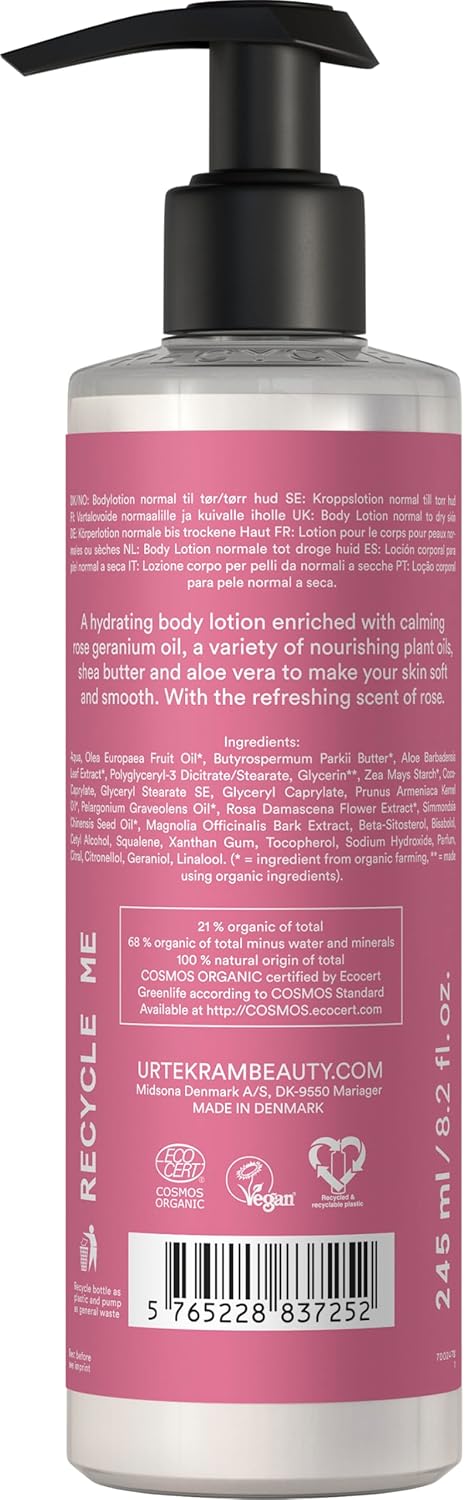 URTEKRAM Rose Body Lotion, 245 ML