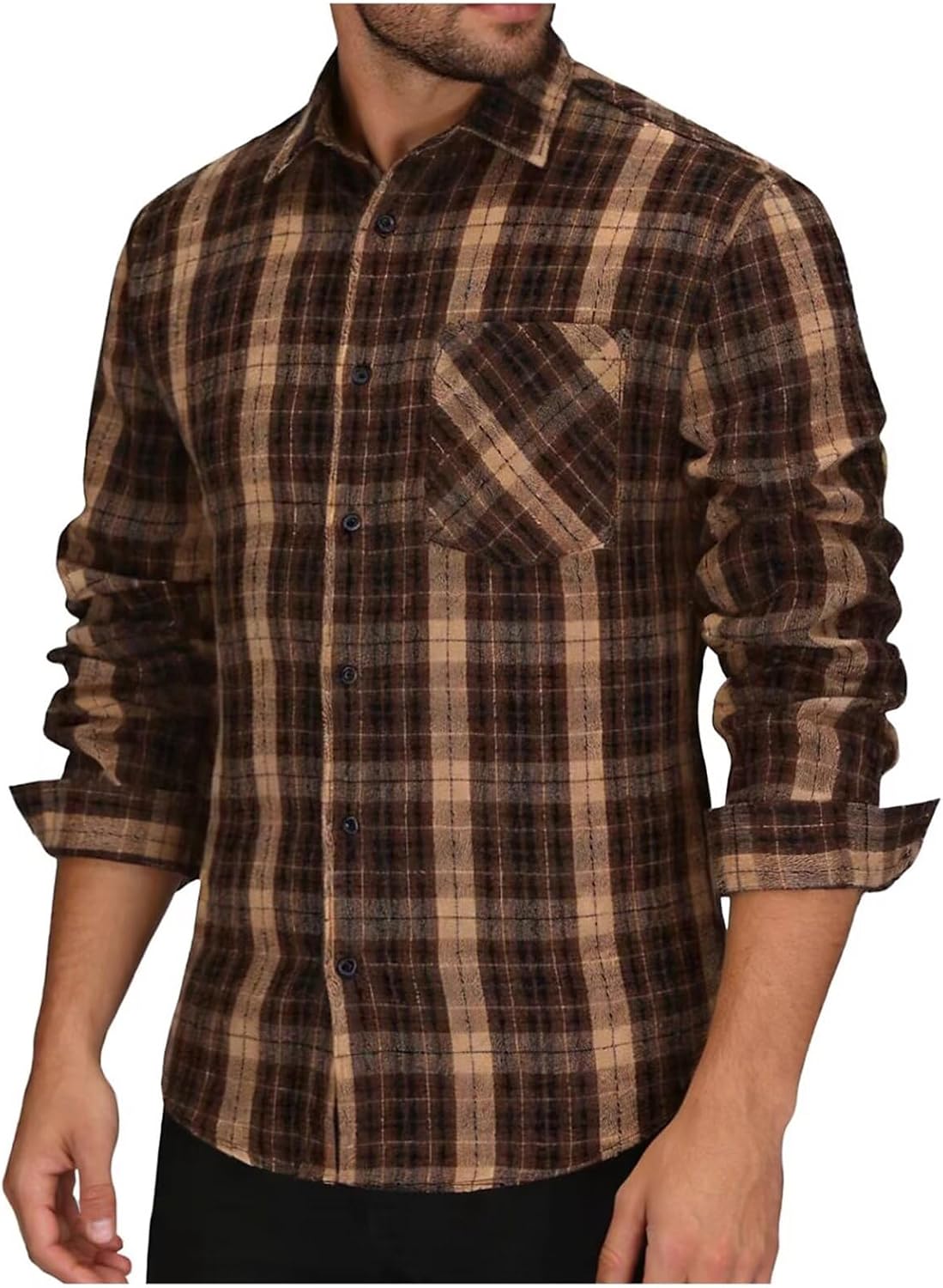 Men's Long Sleeve Shirts Casual Button Down Flannel Plaid Shirts