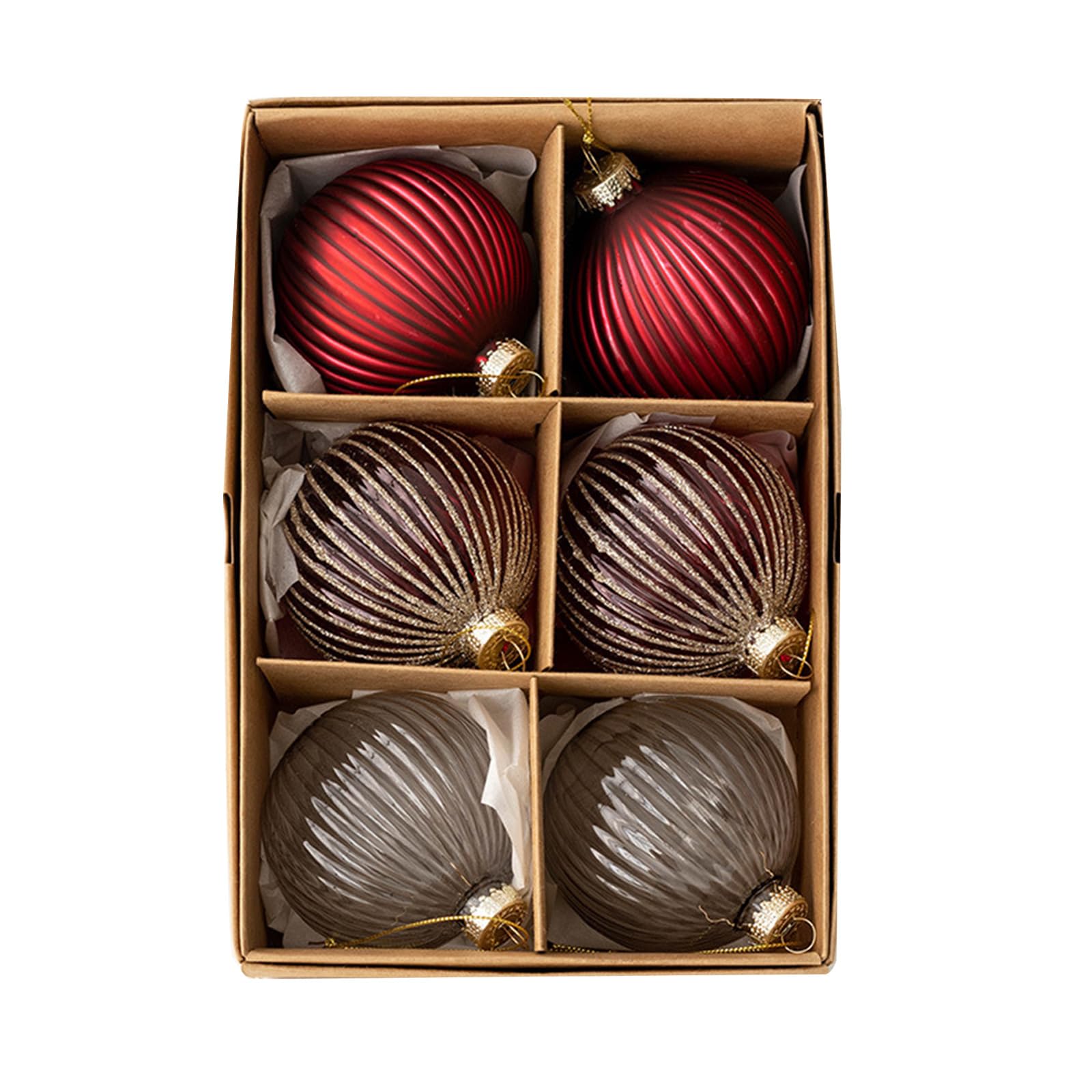 Jazuaiao Of 6 Exquisite Glass Christmas Bauble Balls Ornaments Create Festive Atmospheres At Homes Festival Party Ornament Shatterproof Christmas Balls