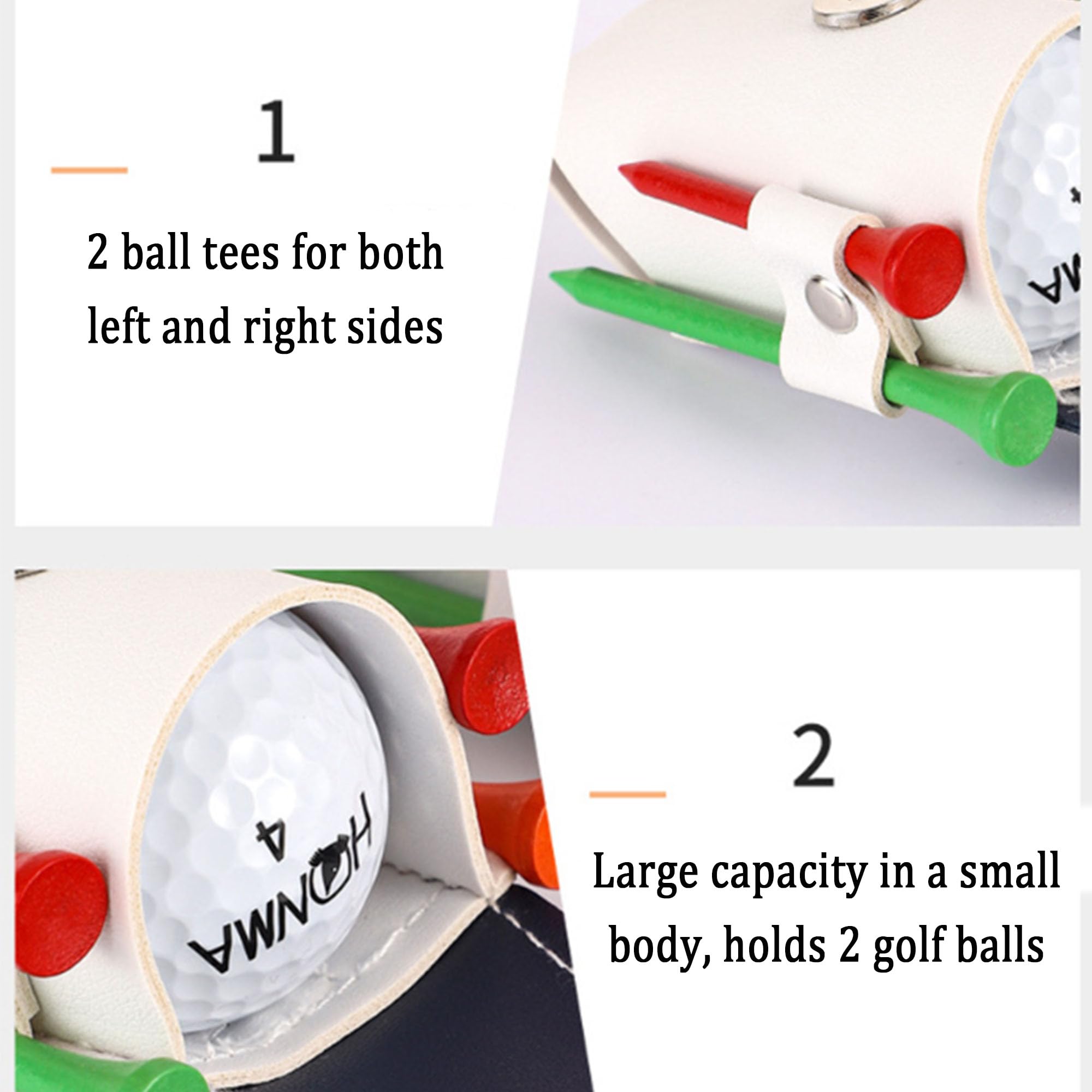Marsupio in pelle per palline da golf, mini borsa protettiva per palloni da golf, borsa da golf con clip sospesa, per allenamento di golf, tempo libero