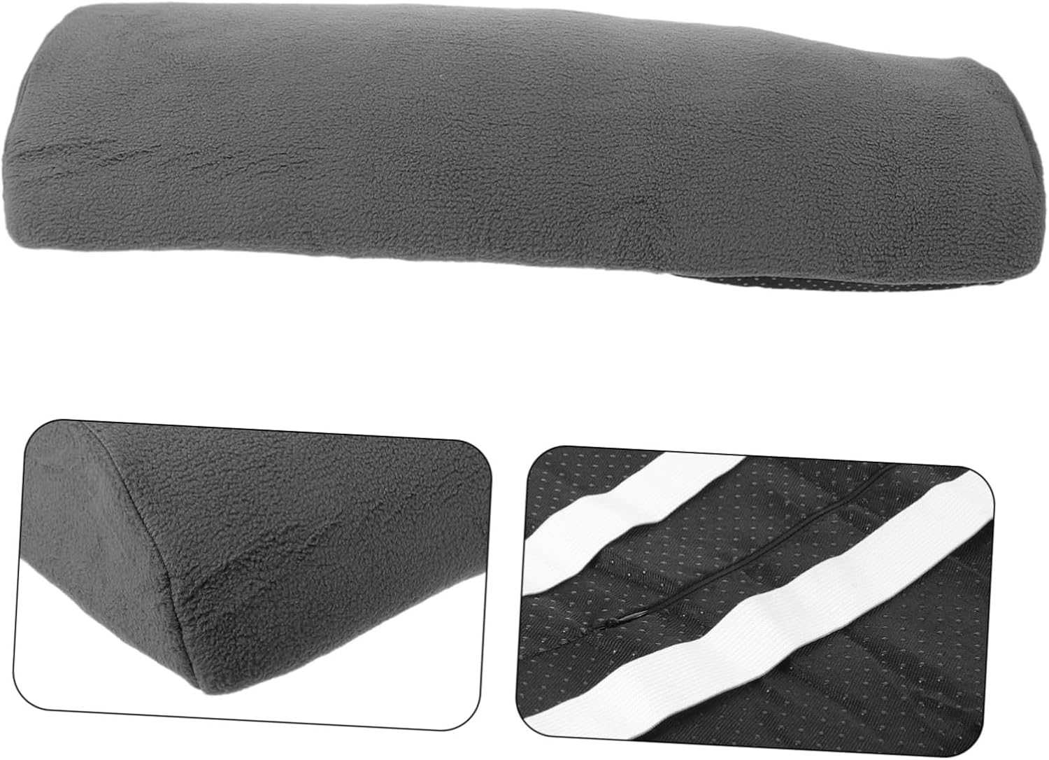 Recliner Leg Rest Pillow Half Moon 21.3x10x3.5 Slow Rebound High Resilience Foam Footrest Cushion with Grey Sherpa Cover for Sofa Chair and Travel