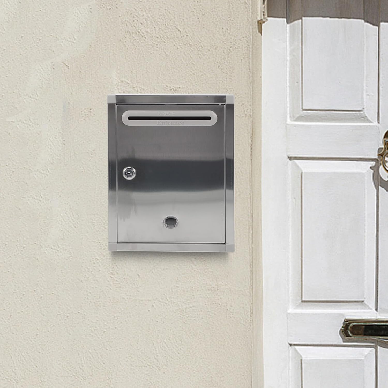 Lockable Stainless Steel Wall Mount Mailbox with Key Security Rust-Resistant Outdoor Letter Box for Home Large Capacity Post Box with Viewing Window Modern Vertical Random Color