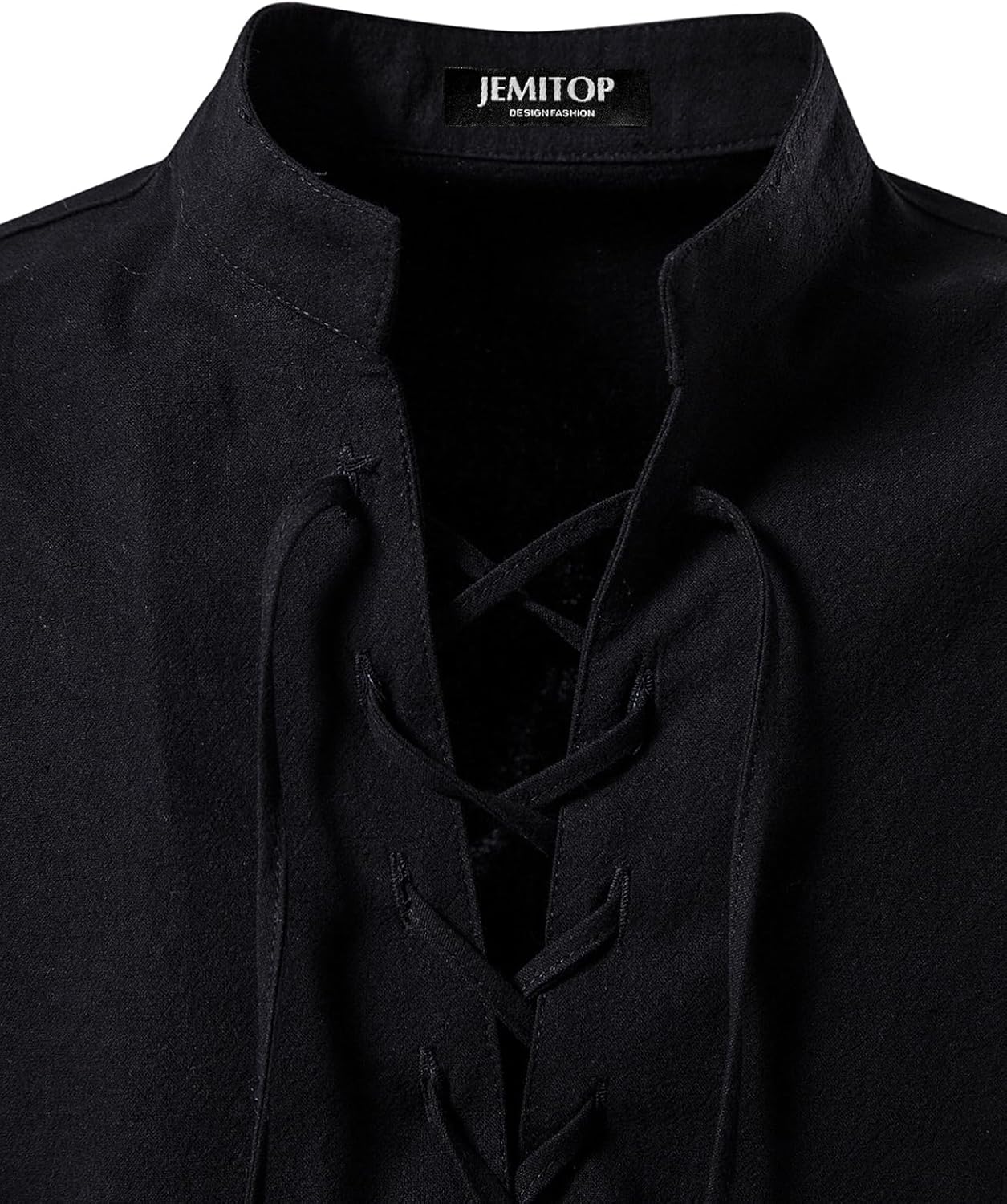 JEMITOP Men's Pure Cotton Retro Lace Up Shirts for Renaissance Pirate Medieval Viking - Image 4