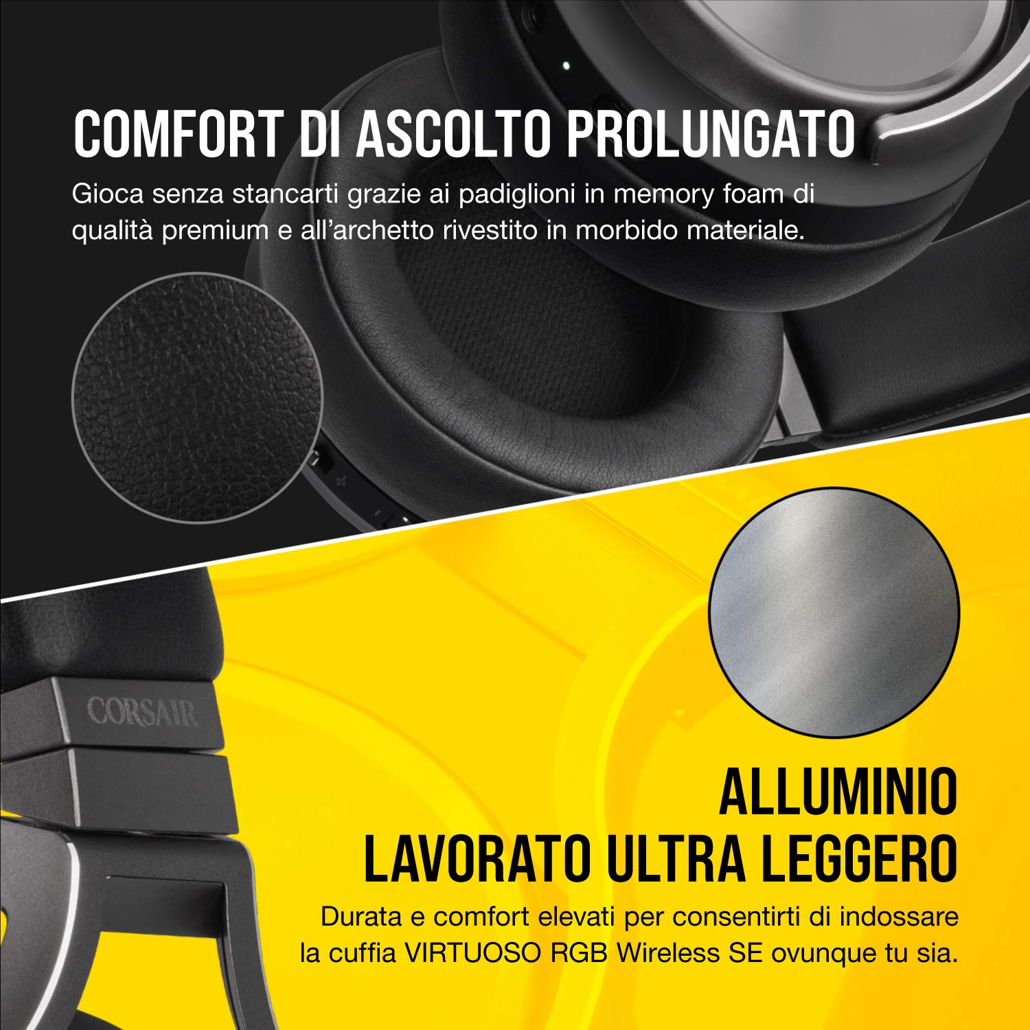 Corsair VIRTUOSO RGB Wireless SE, Cuffia gaming con microfono ad alta fedeltà, Gunmetal