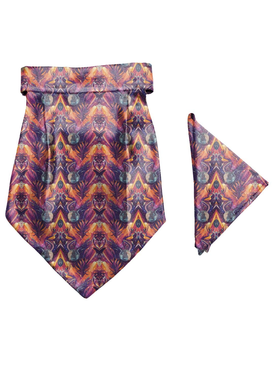 blacksmith Cosmic Disco Printed Cravat and Macthing Pocket Square for Men-picture-11
