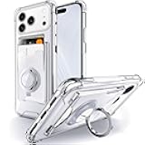 Shields Up Designed for iPhone 17 Pro Max Case, Minimalist Wallet Case with Card Holder (3 Cards) & Ring Stand/Kickstand, [Drop Protection] Slim Protective Cover for iPhone 17 Pro Max (6.9 inch) Clear