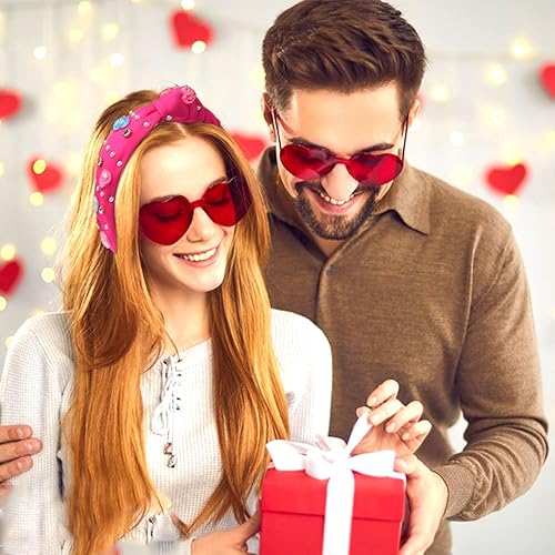 Miniatura 7 de Diadema para el día de San Valentín, accesorios para mujer, diadema de corazón con purpurina, diadema con diamantes de imitación, diadema anudada