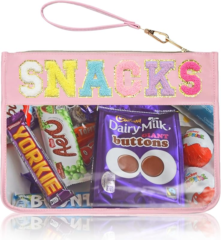 Necessaire transparente Burskit com zíper, nylon e PVC, estampa FS-SNACKS, 20,07 cm x 7,62 cm