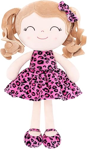 Gloveleya Muñecas de bebé personalizadas de pelo rizado, piel de bronce, rosa y corazón rojo, regalos de nombre costomizado