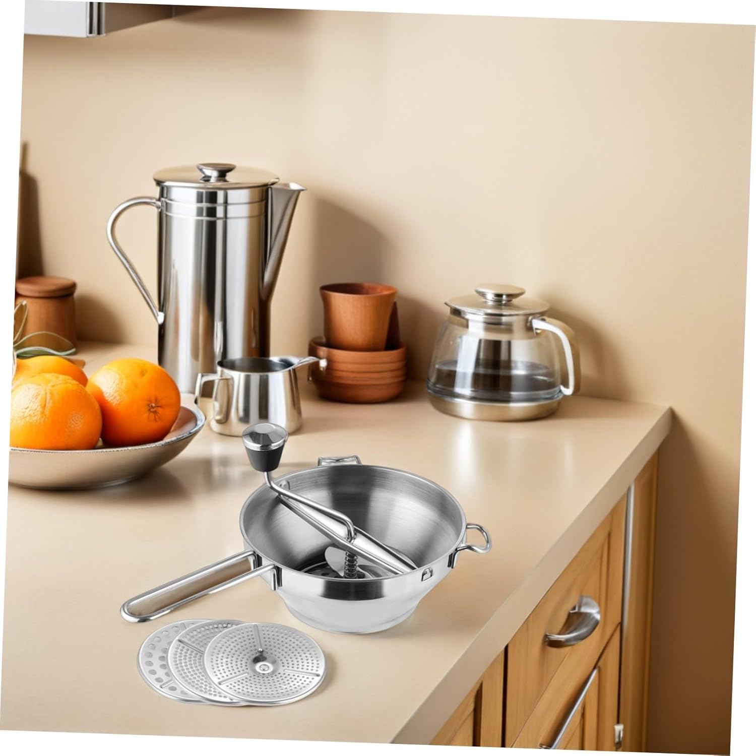 Uonlytech Stainless Steel Potato Ricer Masher with Comfortable Non-slip Handle for Easy Vegetable and Fruit Puree Manual Kitchen Press Tool for Mashed Potatoes Pumpkin Carrot and Yams