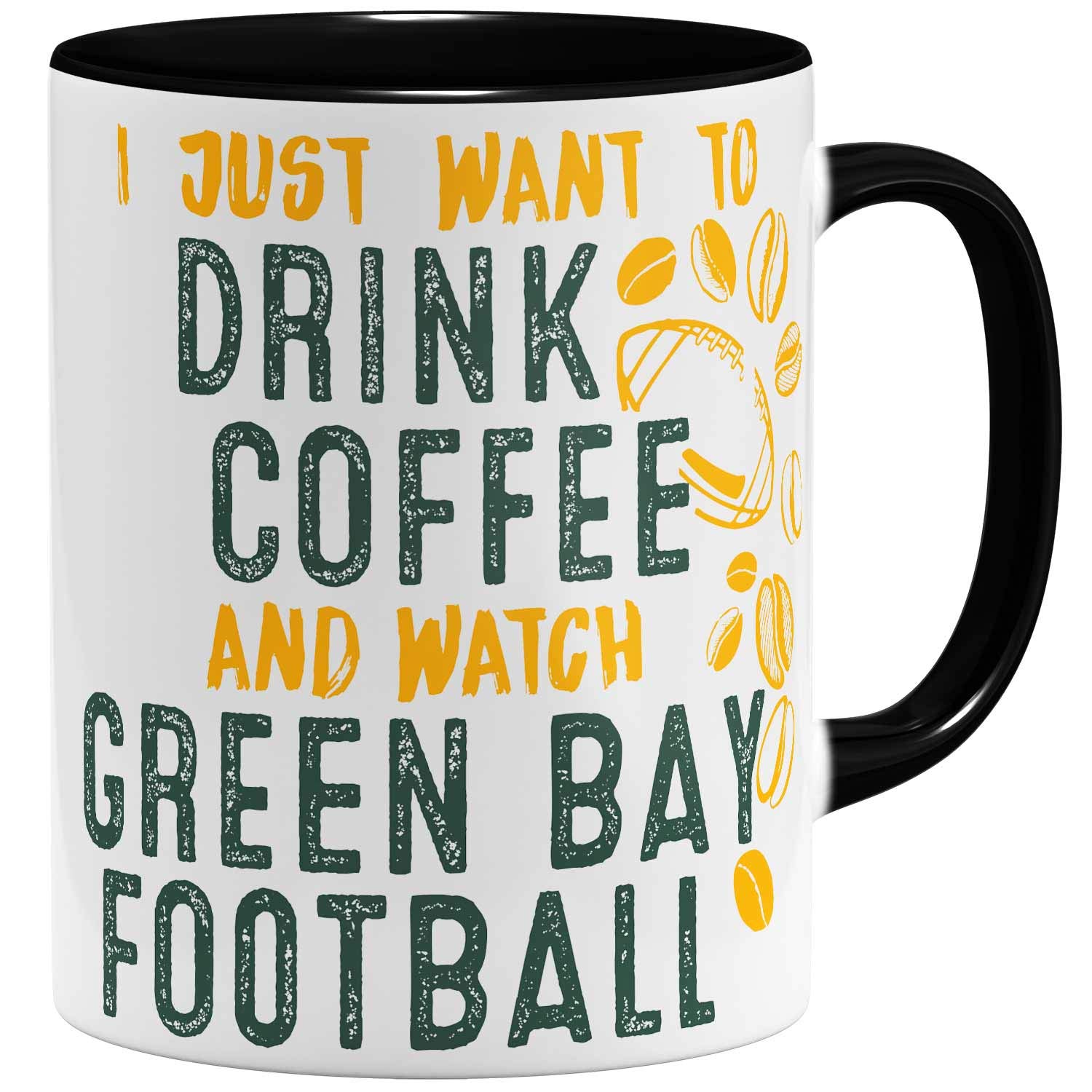 Green-Bay-Coffee - Cup | Ceramic | American Football Mug | 11oz 325ml | Printed on both sides | Black
