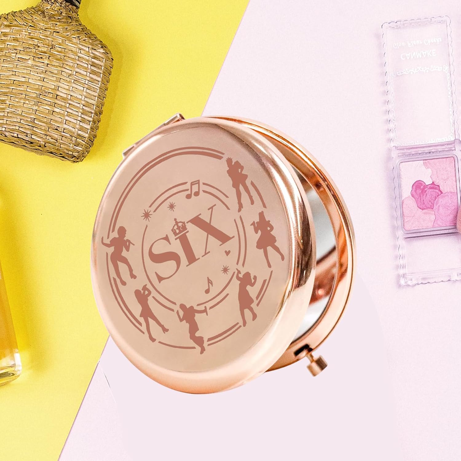KEYCHIN Six Quuen Pocket Mirror Musical Theater Gift Six Queen Musical Compact Makeup Mirror Musical Merch (SIX-RG) - Image 5