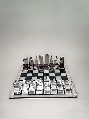 Miniatura 2 de Juego de ajedrez acrílico de lujo, diseño sofisticado y elegante, varios colores disponibles (transparentegris-humo)