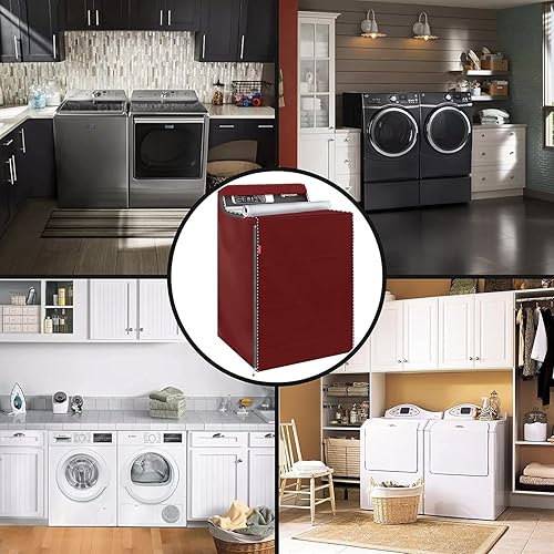 Miniatura 7 de MBOOM Paquete de 2 fundas para lavadora y secadora, impermeables, con cremallera, para máquina de carga frontal y secadora (rojo viento, 29 pulgadas