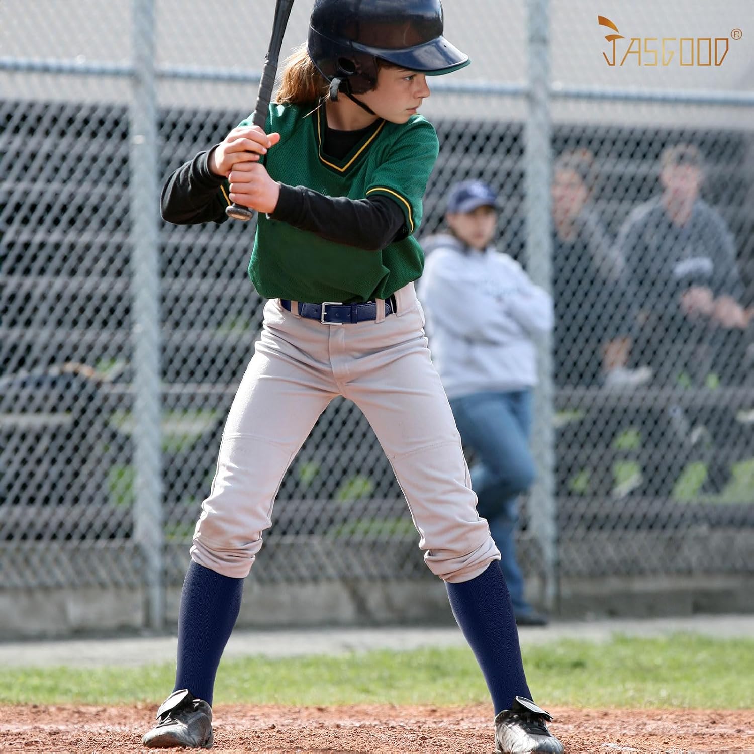 JASGOOD 2 Pack Baseball Socks and Belt Combo Set Softball Socks and Belts Elastic Waist Belt for Youth and Adult Boys Navy Kids 6-12 years Baseball Socks - Image 2