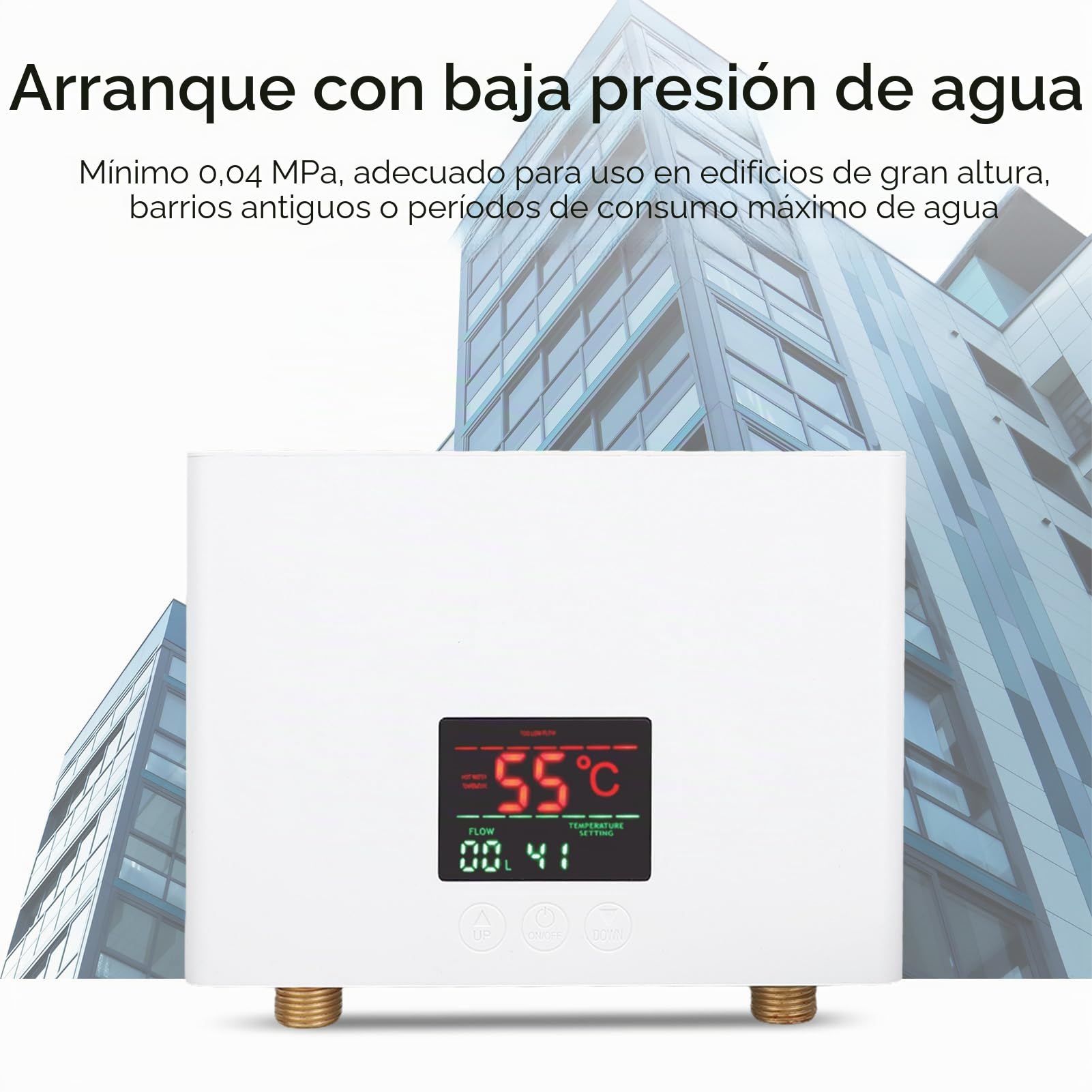 Calentador de agua instantáneo, 5500 W, mini calentador de agua eléctrico, montaje en pared, con indicador LED y mando a distancia, para casa, caravana, cocina, baño, color blanco