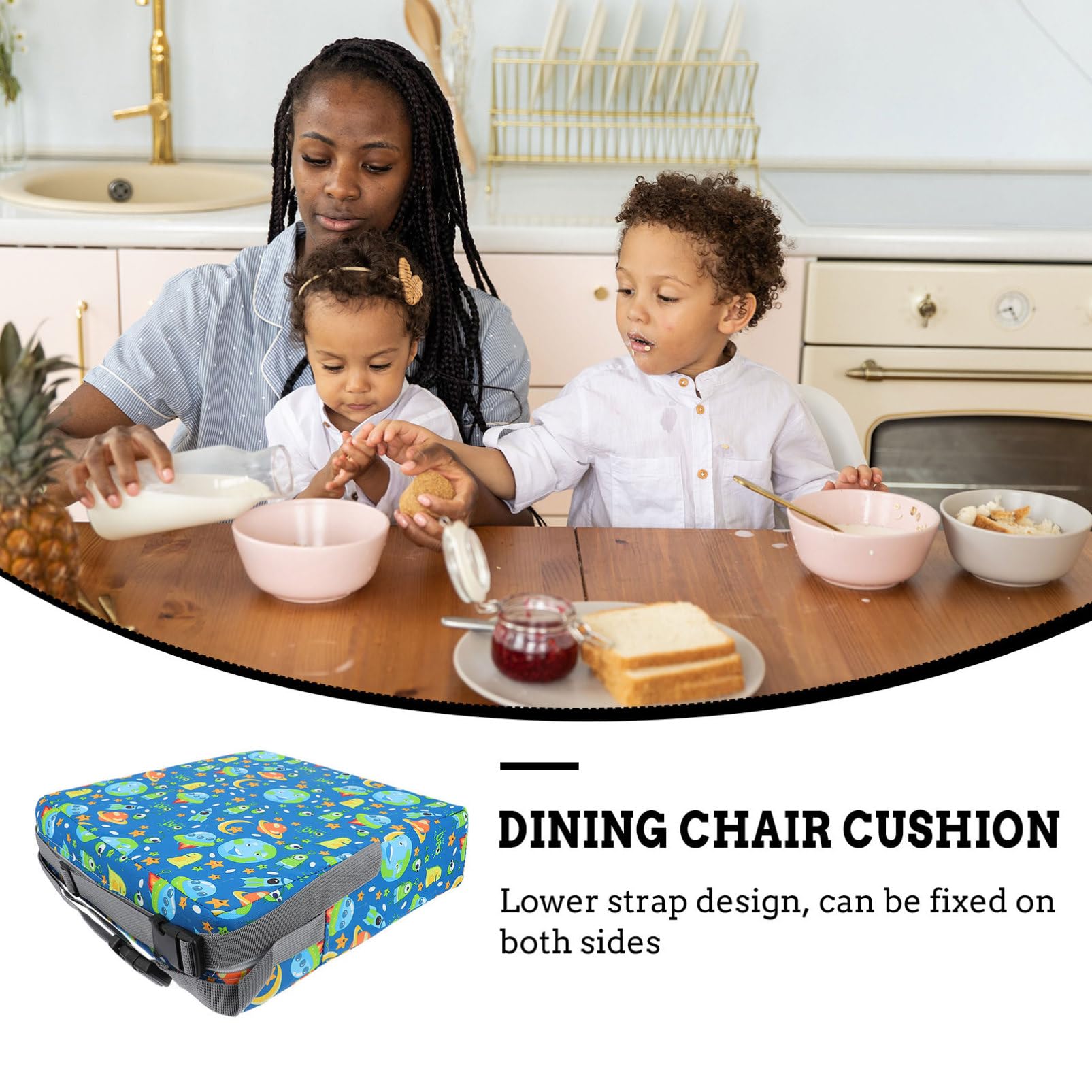 Toddmomy Cojín Elevador Para Silla Infantil Azul Espacial, Acolchado y Grueso, Espuma Extraíble, Para Comedor y Uso Doméstico, Adecuado Para Niños, Tamaño 32x32x8 Cm