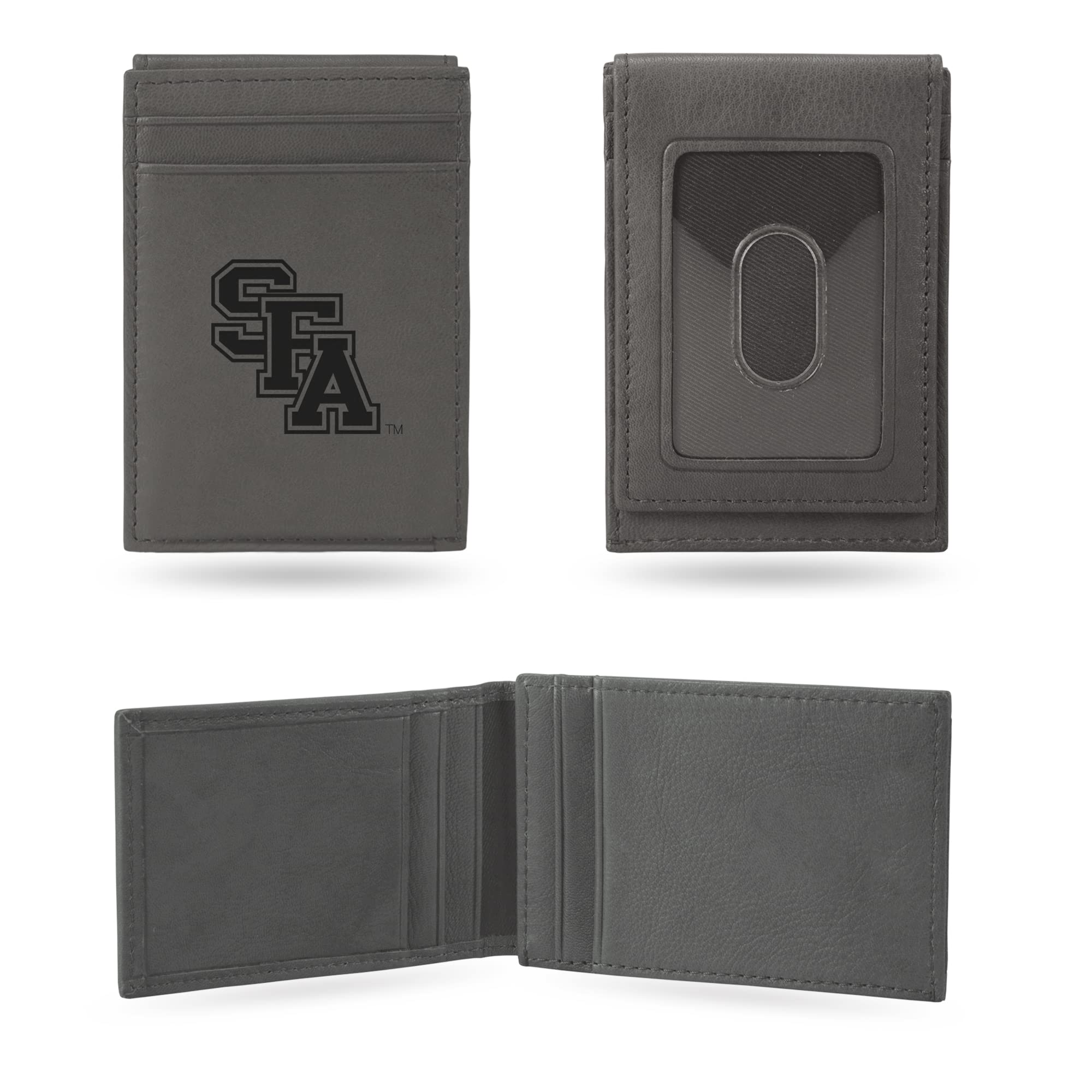 Rico Industries NCAA Gray Laser Engraved Front Pocket Wallet - Compact/Comfortable/Slim