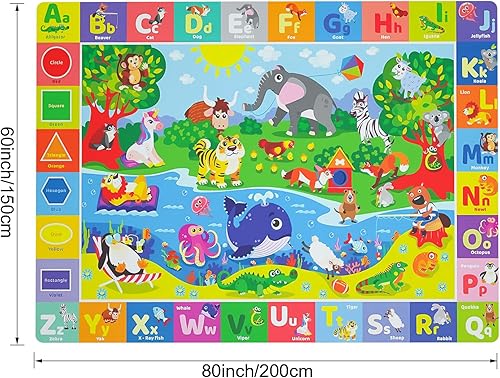 Miniatura 3 de Alfombra de juego para bebé para piso, tapete de juego antideslizante para niños pequeños y bebés, alfombra educativa ABC acolchada extra gruesa
